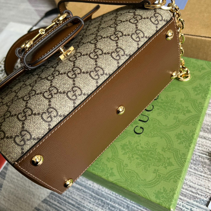 Gucci GG Supreme Horsebit 1955 top handle bag Beige 703848