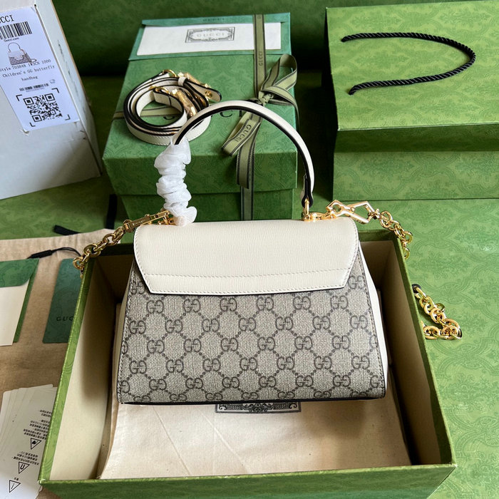 Gucci GG Supreme Horsebit 1955 top handle bag White 703848