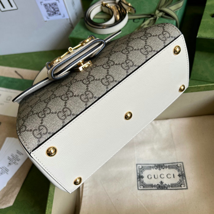 Gucci GG Supreme Horsebit 1955 top handle bag White 703848