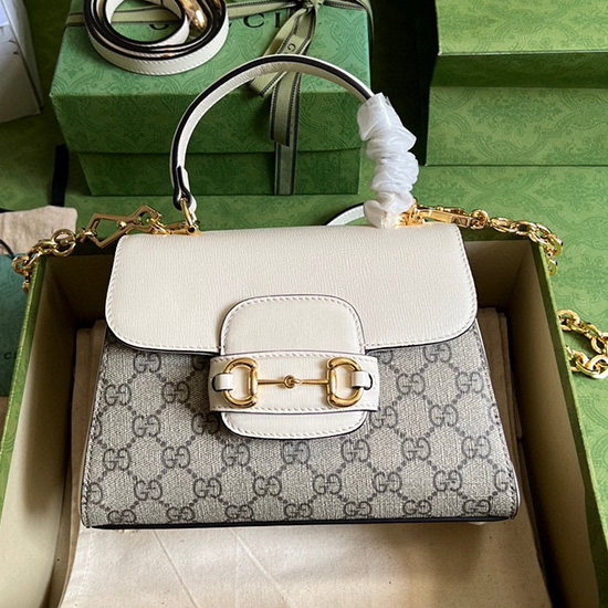 Gucci GG Supreme Horsebit 1955 top handle bag White 703848