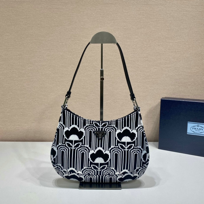 Prada Cleo jacquard knit and leather bag Black 1BC499