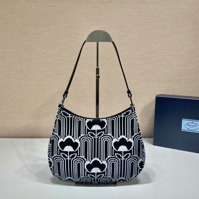 Prada Cleo jacquard knit and leather bag Black 1BC499