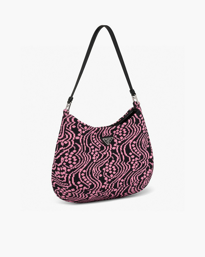 Prada Cleo jacquard knit and leather bag Pink 1BC499