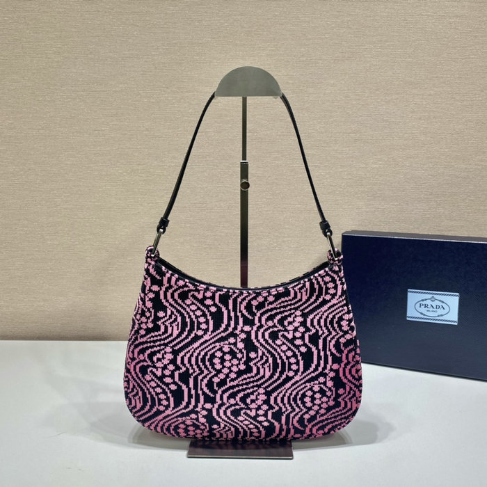 Prada Cleo jacquard knit and leather bag Pink 1BC499