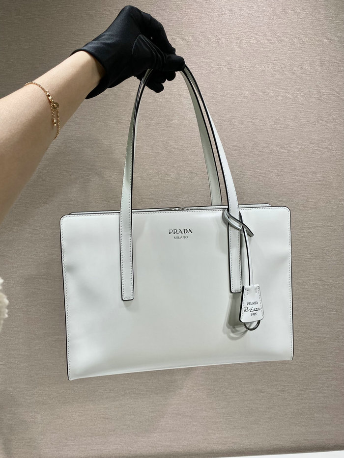 Prada Re-Edition 1995 brushed-leather medium handbag White 1BA350