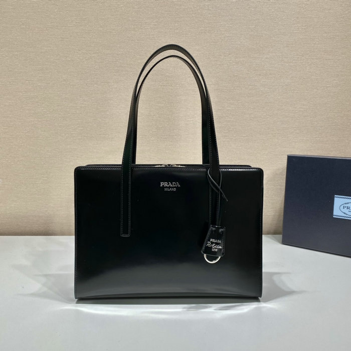 Prada Re-Edition 1995 brushed-leather medium handbag Black 1BA350