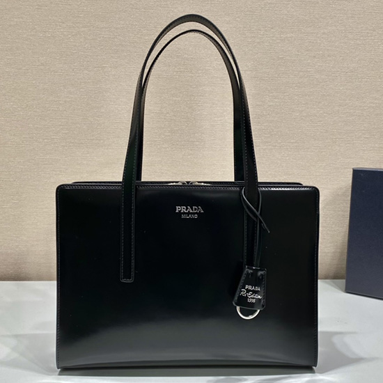 Prada Re-Edition 1995 brushed-leather medium handbag Black 1BA350