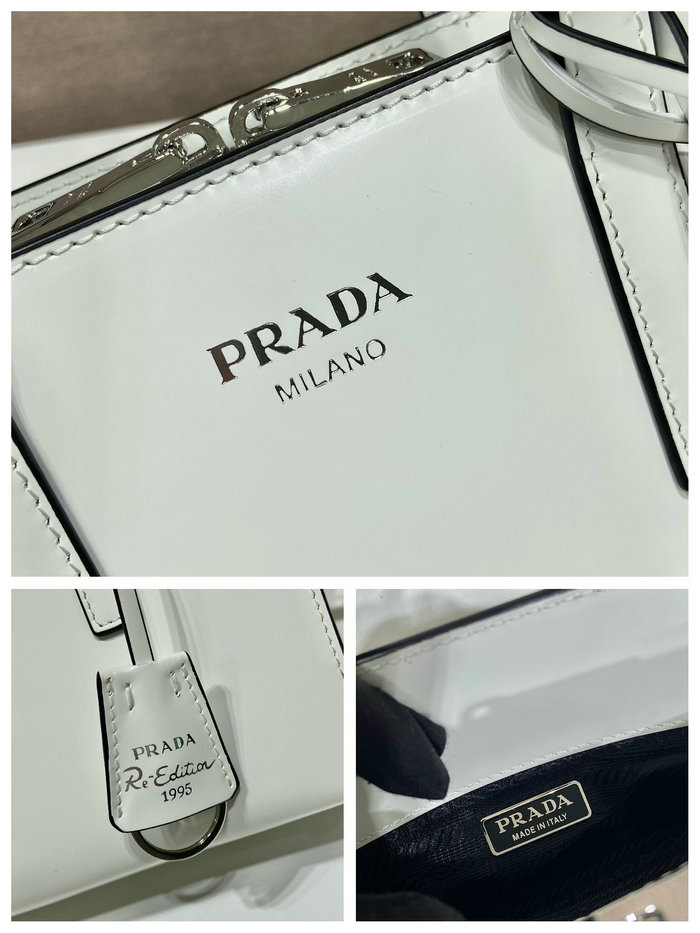 Prada Re-Edition 1995 brushed-leather mini handbag White 1BA357