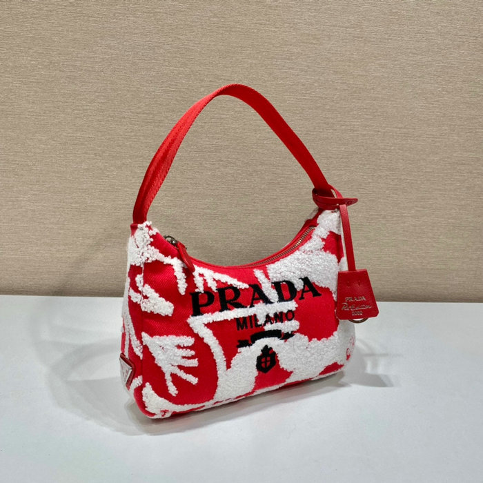 Prada Re-Edition 2000 embroidered drill mini bag Red 1NE515