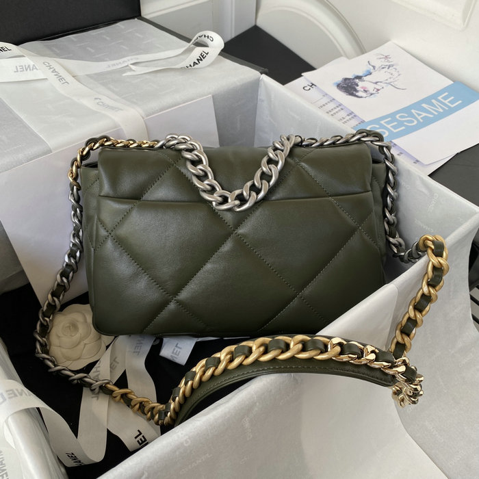 Chanel 19 Lambskin Flap Handbag Khaki AS1160