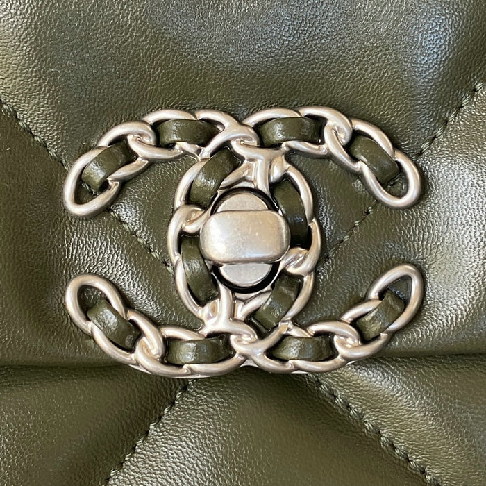 Chanel 19 Lambskin Flap Handbag Khaki AS1160