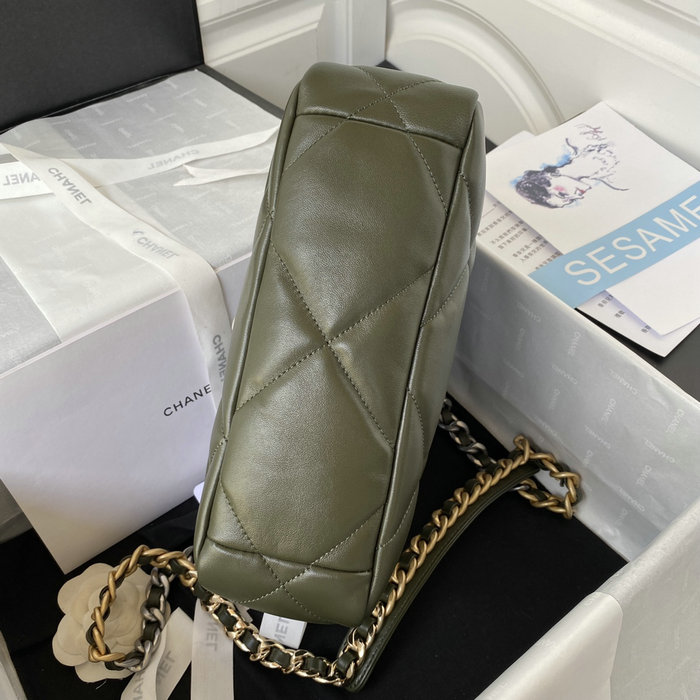 Chanel 19 Lambskin Flap Handbag Khaki AS1160