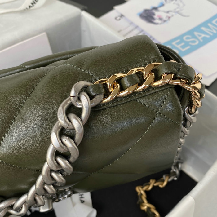 Chanel 19 Lambskin Flap Handbag Khaki AS1160