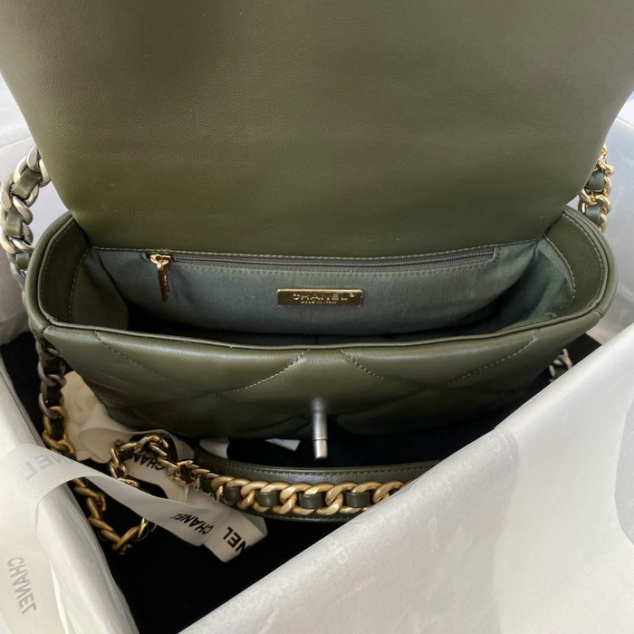 Chanel 19 Lambskin Flap Handbag Khaki AS1160