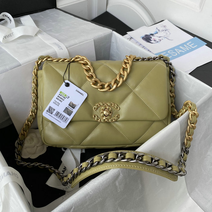 Chanel 19 Lambskin Flap Handbag Lemon AS1160