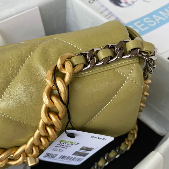 Chanel 19 Lambskin Flap Handbag Lemon AS1160