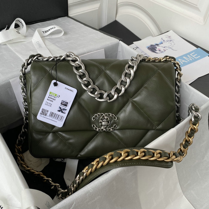 Chanel 19 Lambskin Large Flap Bag Khaki AS1161