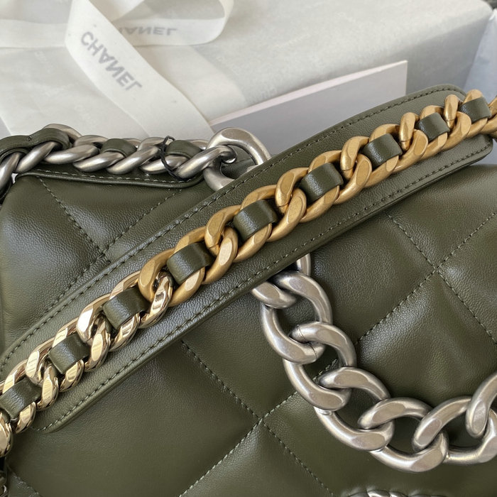 Chanel 19 Lambskin Large Flap Bag Khaki AS1161