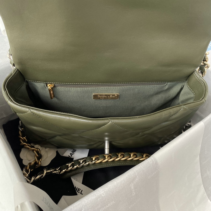 Chanel 19 Lambskin Large Flap Bag Khaki AS1161