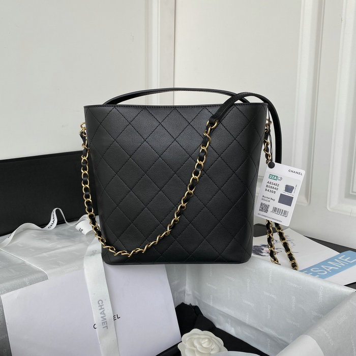 Chanel Calfskin Bucket Bag Black AS3452