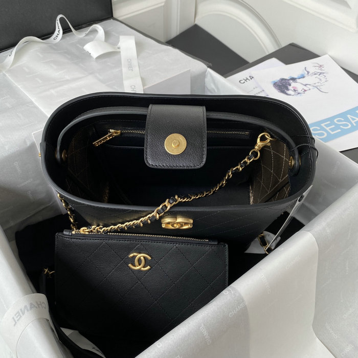 Chanel Calfskin Bucket Bag Black AS3452