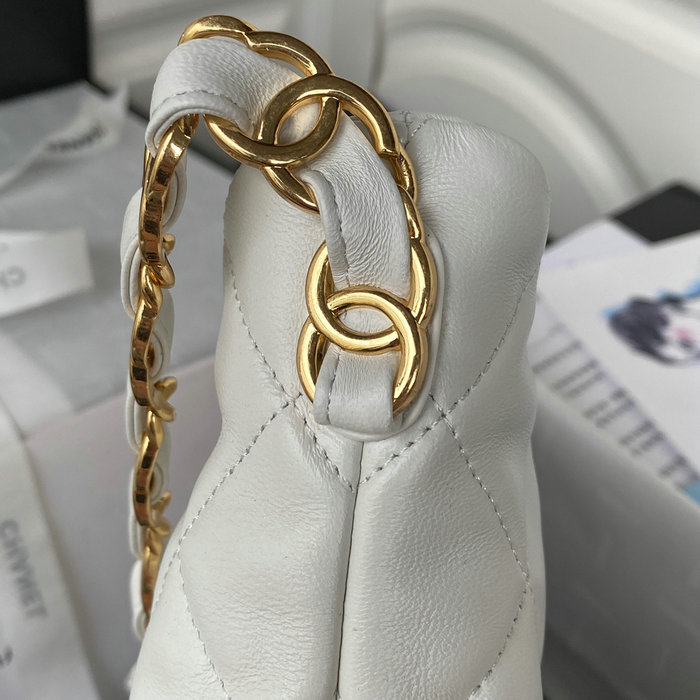 Chanel Lambskin HOBO HANDBAG White AS3631