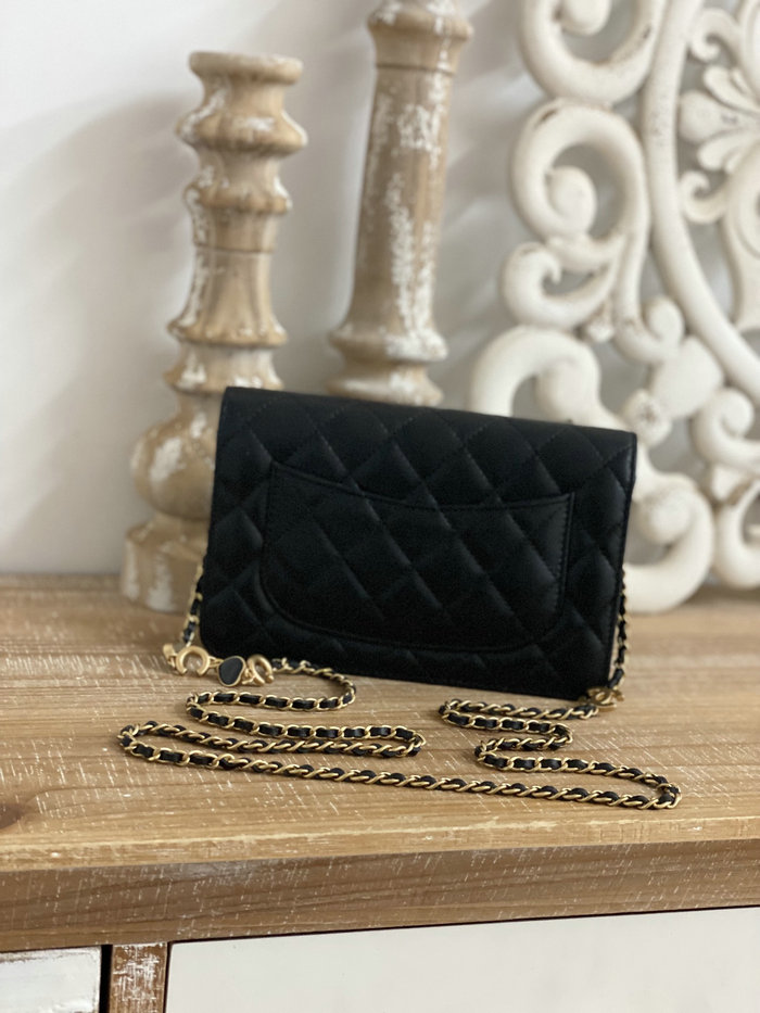 Chanel Lambskin Woc Chain Wallet Black AS81225