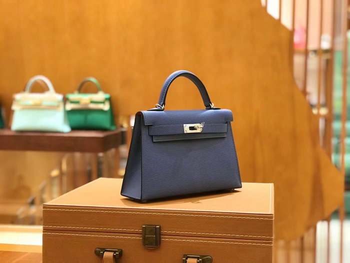 Hermes Mini Kelly II Bag Bleu Agate H82401