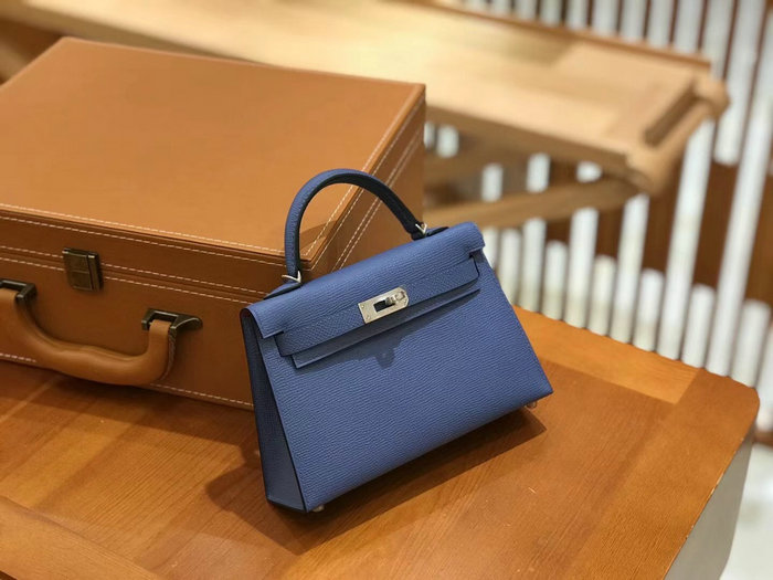 Hermes Mini Kelly II Bag Bleu Agate H82401