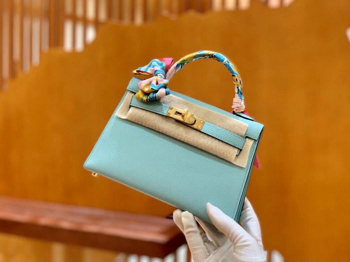 Hermes Mini Kelly II Bag Blue Atoll H82401