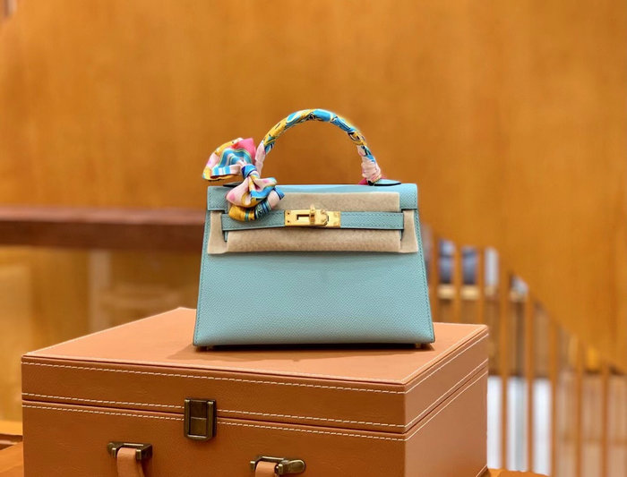 Hermes Mini Kelly II Bag Blue Atoll H82401