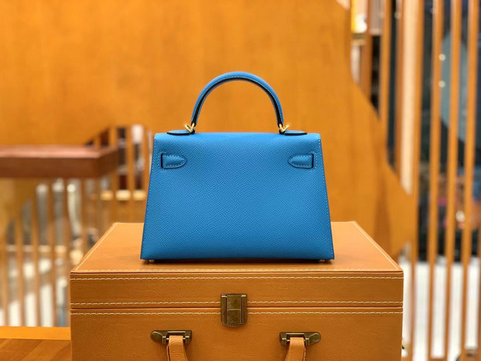 Hermes Mini Kelly II Bag Blue Hydra H82401