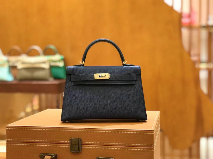 Hermes Mini Kelly II Bag Blue Saphir H82401