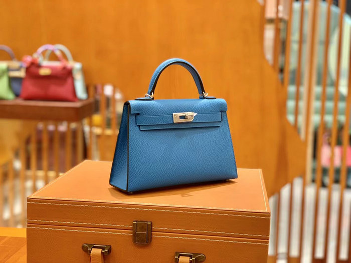 Hermes Mini Kelly II Bag Blue Zanzibar H82401