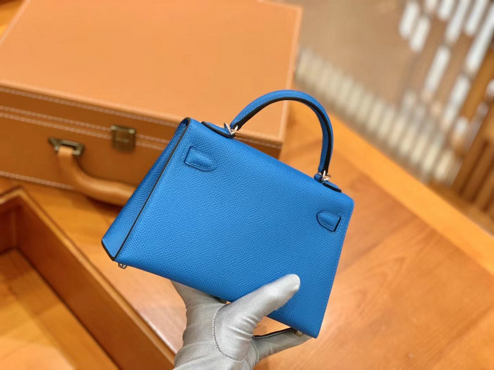 Hermes Mini Kelly II Bag Blue Zanzibar H82401