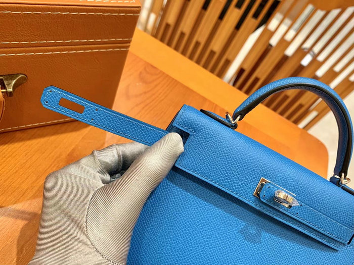 Hermes Mini Kelly II Bag Blue Zanzibar H82401