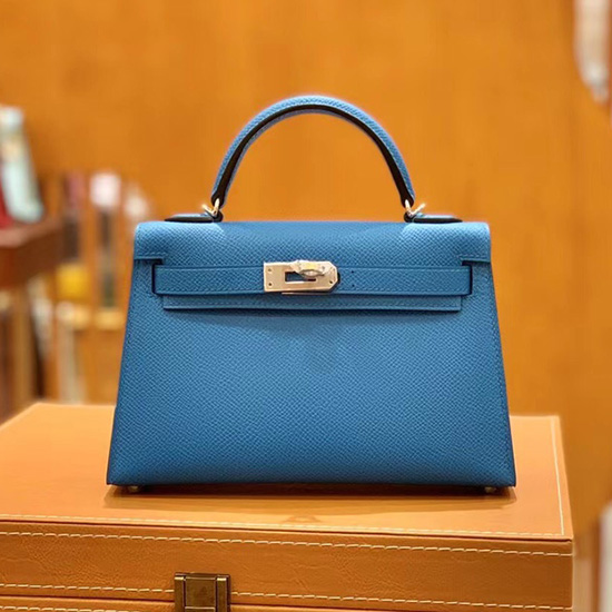 Hermes Mini Kelly II Bag Blue Zanzibar H82401