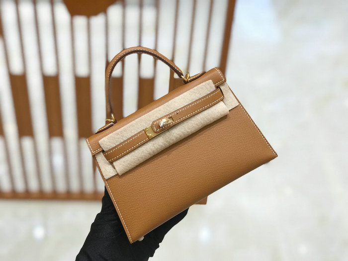 Hermes Mini Kelly II Bag Golden Brown H82401