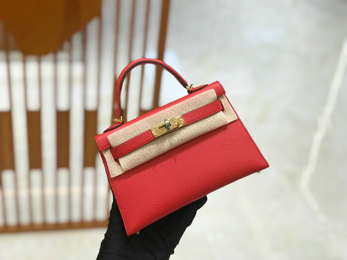 Hermes Mini Kelly II Bag Rouge Garance H82401