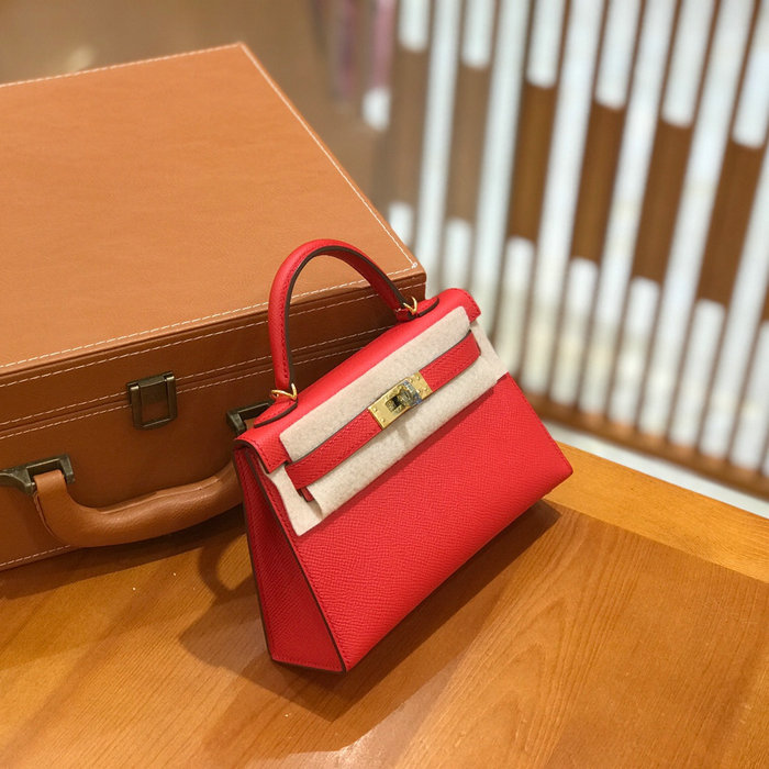 Hermes Mini Kelly II Bag Rouge Garance H82401