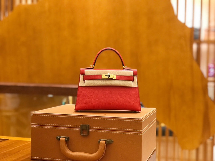 Hermes Mini Kelly II Bag Rouge Garance H82401