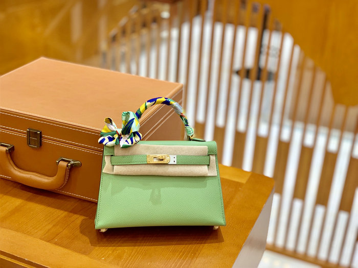 Hermes Mini Kelly II Bag Vert Criquet H82401