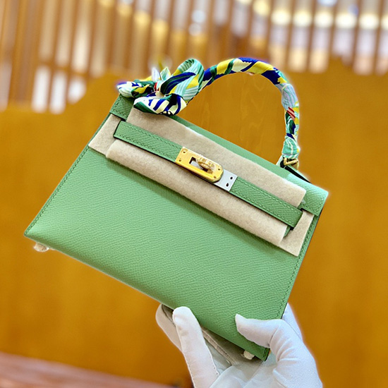 Hermes Mini Kelly II Bag Vert Criquet H82401