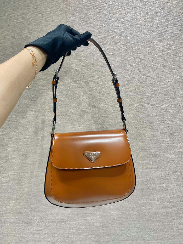 Prada Cleo brushed leather shoulder bag Brown 1BD303