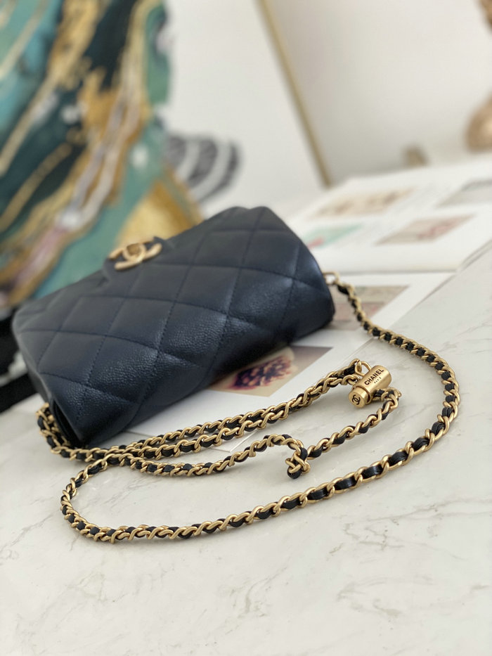 Small Chanel Grained Calfskin Bag Shiny Blue AS2855