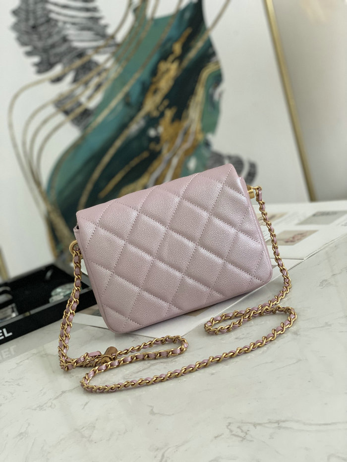 Small Chanel Grained Calfskin Bag Shiny Pink AS2855