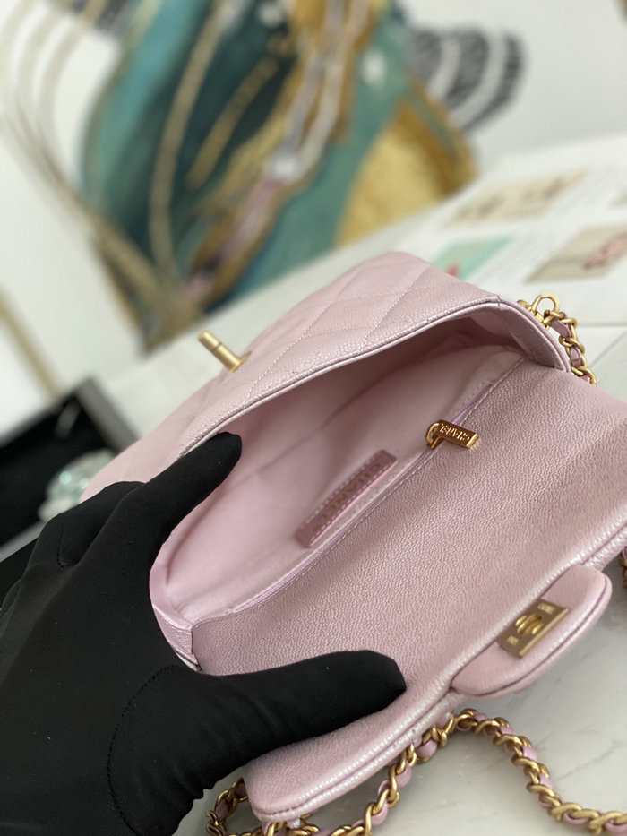 Small Chanel Grained Calfskin Bag Shiny Pink AS2855