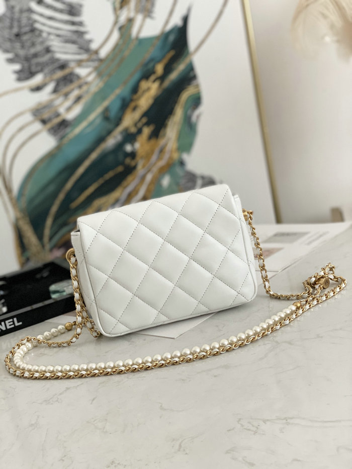 Small Chanel Lambskin Bag White AS2855