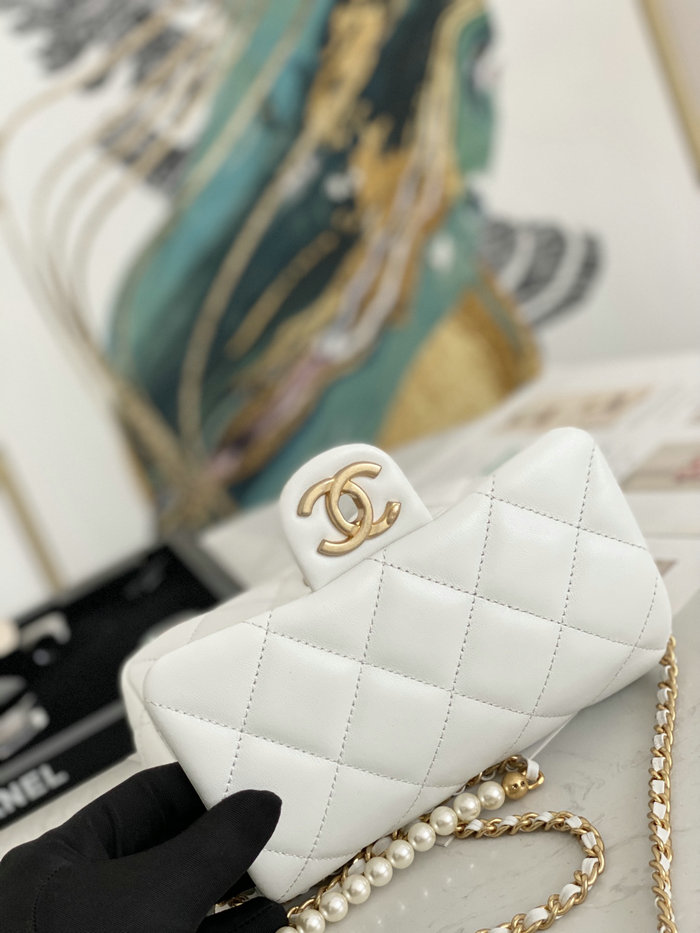 Small Chanel Lambskin Bag White AS2855