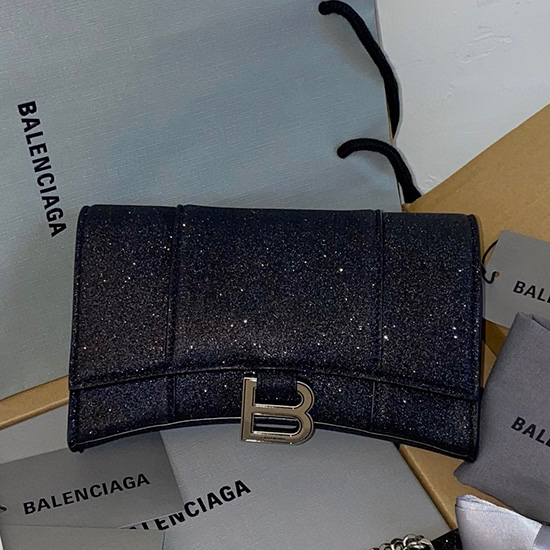 Balenciaga Hourglass XS Wallet On Chain Black 656050